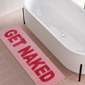 Ragelion Badematte Get Naked Bath Mat Badteppich Badezimmer Bad Teppich rutschfest Waschbar Rosa (120 x 45cm)