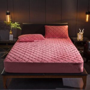 HAIBA Plüsch Spannbettlaken Flauschige Cashmere Touch Flanell-Rosa Geeignet für 30cm Matratze Warme Spannbetttuch