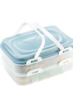 Kuchen Transportbox Cupcake Muffin Party Container - Lebensmittel Transportbox XL mit 2 Etagen und klappbaren Griffen -