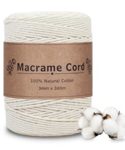 Makramee Garn 3mm x 300m Beige für Boho Deko im Wohnzimmer und Balkon Makramee Baumwollgarn 3mm zur Bastelschnur für DIY