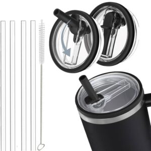 Stanley Cup Ersatzdeckel 2 Stück 40oz Becher Adoptionssicher Staubdicht (Schwarz) Stanley Cup Ersatzdeckel 4 Strohhalm