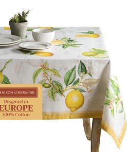 Maison d'Hermine Limoncello Tischdecke OEKO-TEX® | 100 % Baumwolle | Küche und Esszimmer Dekoration | Partys und Hochzei