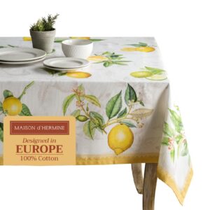 Maison d'Hermine Limoncello Tischdecke OEKO-TEX® | 100 % Baumwolle | Küche und Esszimmer Dekoration | Partys und Hochzei