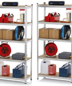 EASYmaxx Schwerlastregal 2er-Set | 1750 kg Traglast, 10 verstellbare Ablagen | Keller, Garage, Werkstatt | Robustes Rega
