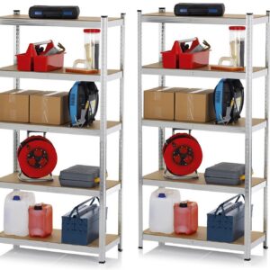 EASYmaxx Schwerlastregal 2er-Set | 1750 kg Traglast, 10 verstellbare Ablagen | Keller, Garage, Werkstatt | Robustes Rega