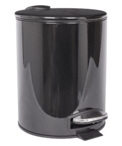 Harbour Housewares 5L Badezimmer-Mülleimer - runder Edelstahl-Treteimer mit Deckel & Inneneimer Schwarz