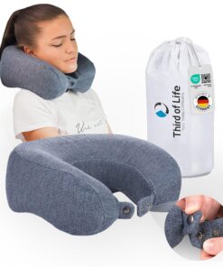 Nackenkissen Third of Life FLUGZEUG ANDAR QuickDry, ergonomisches Reise-Kissen, thermoregulierender Bezug, Memory Foam f