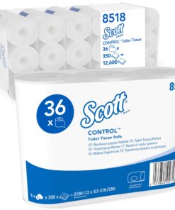 Scott Control 8518 Standard Toilettenpapierrollen, 3-Lagig, weiß, Premium Großpackung 36 x 350 Blatt (12600 Blatt) EU Ec