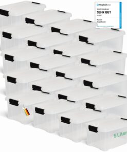 Novaliv 20x Stapelbare Storage-Boxen 5L transparente Deckel BPA-frei für Küche & Büro