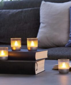 Northpoint LED Akku Lounge Lights 4er-Set mit Touchsensor Kabellos für Innen und Außen Flackereffekt