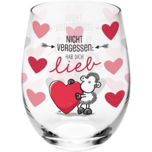 Sheepworld Motivglas Verliebte | Glas mit Druck, Wasserglas konisch, 60cl | Geburtstag, Valentinstag, Geschenk