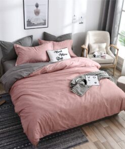 Boqingzhu Bettwäsche Hellrosa Anthrazit Microfaser Doppelbett Set