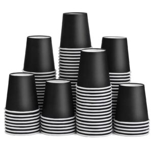 ENCHOL Einweg-Pappbecher 85 ml, Schwarz, für Party, Picknick, Büro und Reisen (100 Stück)
