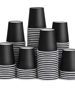 ENCHOL Einweg-Pappbecher 85 ml, Schwarz, für Party, Picknick, Büro und Reisen (100 Stück)
