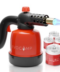 EVOCAMP Gasbrenner Klein 1,3 kW für Küchenlüftungssystems Lötlampe mit Piezozündung, Grillanzünder für Küche,emax. Tempe
