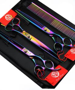Professional Purple Dragon 3-in-1 Effilierschere für Hunde, 17,8 cm / 20,3 cm, nach unten gebogener Schnitt und Fellpfle