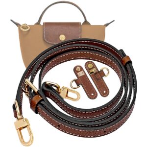 LOUKAYCCI Verstellbarer Schulterriemen aus Rindsleder für Longchamp Le Pliage Mini-Taschen Ersatz-Schulterriemen-Set mi