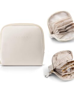 Vlando 6-lagige Reise Jewelry box für Damen und Mädchen - Schmuckbeutel mit Fransen, Kunstleder, Weiß - Ohrringe, Halske
