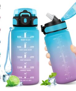 KollyKolla Trinkflasche Kinder 500ml Auslaufsicher mit Strohhalm & Zeitmarkierungen