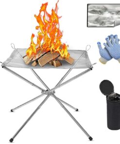 flintronic Tragbare Feuerstelle Outdoor 304 Edelstahl Groß 42x42x34cm für Camping Garten Balkon