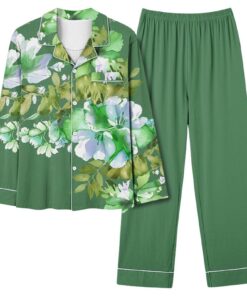 Satin Pyjama Set Damen weich bequem für Herbst Winter