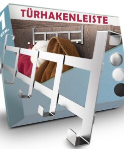 Menz Türgarderobe zum Einhängen - Formstabile Silberfarbige EdelstahlTürhaken für die ganze Wohnung