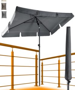 4smile UPF 50+ Anthrazit Sonnenschirm für Balkon - 200 x 125 cm - Recycled Materials - Hochwertiger Rechteckschirm als S