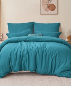 RUIKASI Türkis- Bettwäsche Set 260x240 Micropartikelweich und bügelfrei
