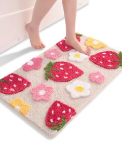 QJHOMO Beige rutschfest Waschbar Badteppich für Badezimmer hútisch Mikrofaser Absorbiert Feuchtigkeit 45 x 65 cm QJHOM