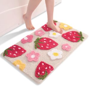 QJHOMO Beige rutschfest Waschbar Badteppich für Badezimmer hútisch Mikrofaser Absorbiert Feuchtigkeit 45 x 65 cm QJHOM