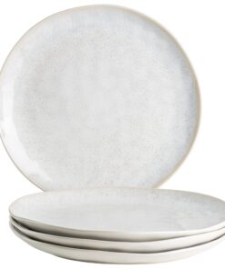MÄSER Frozen moderne Speiseteller 4er-Set Steinzeug Weiß organische FormenVintage Look