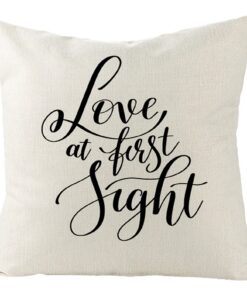 Love at The Last Light 50x50cm Zierkissenbezug Weiß Schwarz Leinen Deko Wohnzimmer Schlafzimmer | Love at The Last Ligh