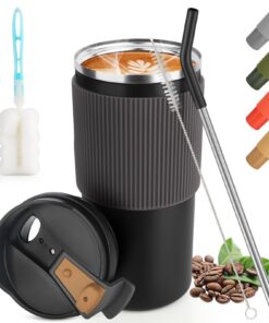 CS COSDDI Thermobecher - Isolierbecher für Kaffee und Tee für Reise und Arbeit mit Deckel und Edelstahl 450ml/15oz