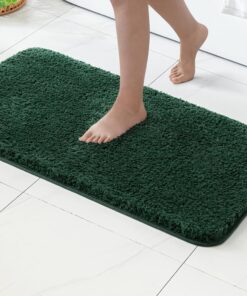MIULEE Weiche Badteppich Tiefschwarz für Badezimmer und Wohnzimmer rutschfest Flauschig
