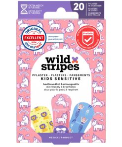 Hautfreundliche Wild Stripes Kinderpflaster Set I Wasserdichte Pflaster I Wundpflaster 24h Schutz I Fantasy-Designs I 20
