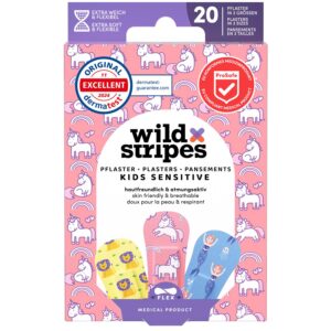 Hautfreundliche Wild Stripes Kinderpflaster Set I Wasserdichte Pflaster I Wundpflaster 24h Schutz I Fantasy-Designs I 20