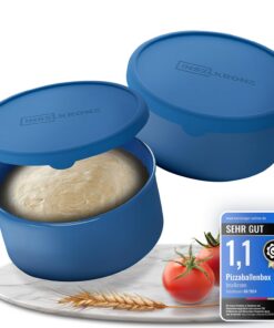 PizzaBallenbox mit Deckel 2er Set - Perfect für Pizza, Brotgarer und Teigportionierung - Antihaft-Silikon box bis zu 350