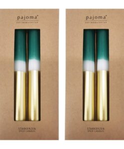 Pajoma® Stabkerzen 8 Stück Grün-Weiß-Gold - 21 cm wysokości, 5 Stunden Brenndauer | Premium Qualität | Nutzung für Festl