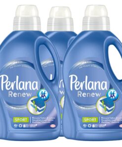 Perlana Renew Sport Flüssigwaschmittel - aktive Pflege, beseitigt schlechte Gerüche, 24 Waschgänge, 3 Flaschen x 1,44 l