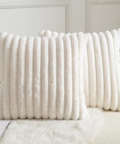 Mandioo Superweiche Kissenbezug gestreiftes Künstlich Pelz Wohnzimmer Deko | Mandioo Flauschige Kissenfläschchen 40x40c