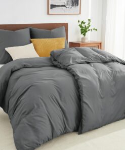 **Öko-TEX STANDARD 100 Kuschelige Anthrazitbettwäsche 135x200 4 Teilig** | **Kuschelige Mikrofaserbettwäsche 135x200 2e