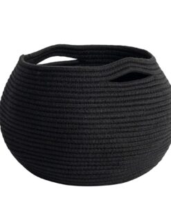 Schwarzer geflochtener Aufbewahrungskorb für Wohnzimmer und Schlafzimmer - perfektes Hunde-Spielzeug (25x21 cm)