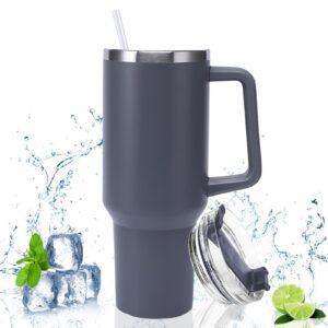 Doppellayer Edelstahl Vakuum Isolierbecher 40oz 1200ml Autobecher mit Griff und Strohhalm Für Kalte und Heiße Getränke (