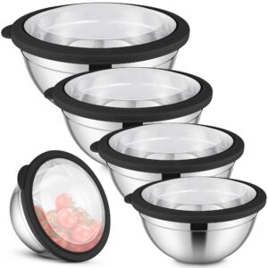 Herogo Rührschüssel 5er Set - Edelstahl - Backen & Servieren - Stapelbar & Spülmaschinenfest - Schwarz - 4,5L/2,7L/1,5L/