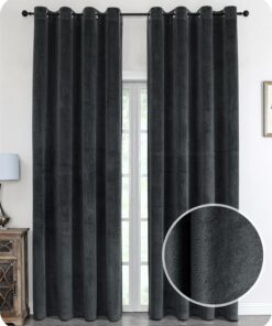 **BEAUTEX Samt Vorhänge mit Verdunklungsfunktion, Dunkelgrau, 140x245 cm** | **Dunkelgrauer OEKO-TEX Samtvorhang für Ve