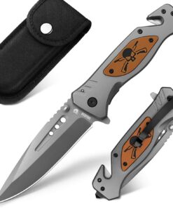 NedFoss NF17 Rettungsmesser - Scharfe Einhandmesser für Auto & Outdooraktivitäten - Taschenmesser mit Gurtschneider & Gl