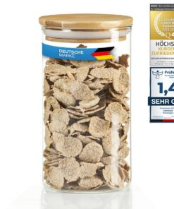 Dimono® Borosilikatglas Vorratsglas mit Bambus-Deckel - 0,7 Liter für Küche & Vorrat