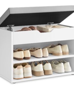 VASAGLE Sitzbank für Flur mit gepolstertem Kissen und Schuhregal LHS020W01