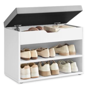 VASAGLE Sitzbank für Flur mit gepolstertem Kissen und Schuhregal LHS020W01