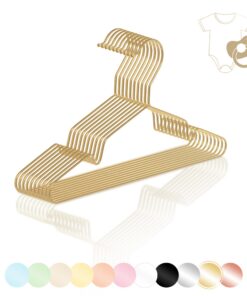ROW&LINE® Kinder Kleiderbügel (30 cm) – Platzsparender Babykleiderbügel (Gold) – belastbar mit Schwerer Kleidung – draht